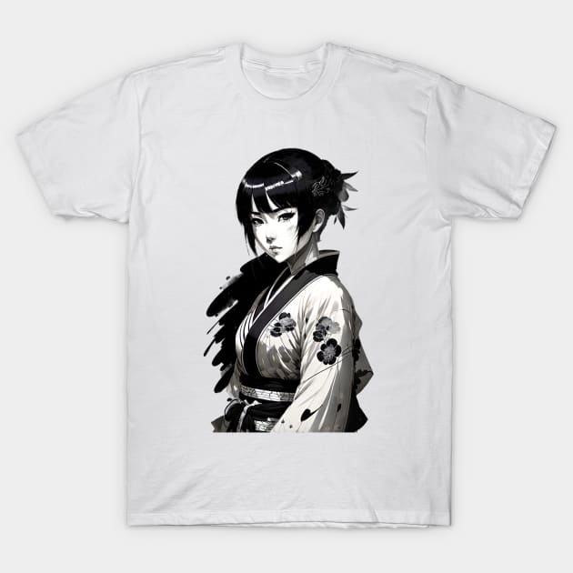 Anime Girl With Kimono 01 T-Shirt by SanTees